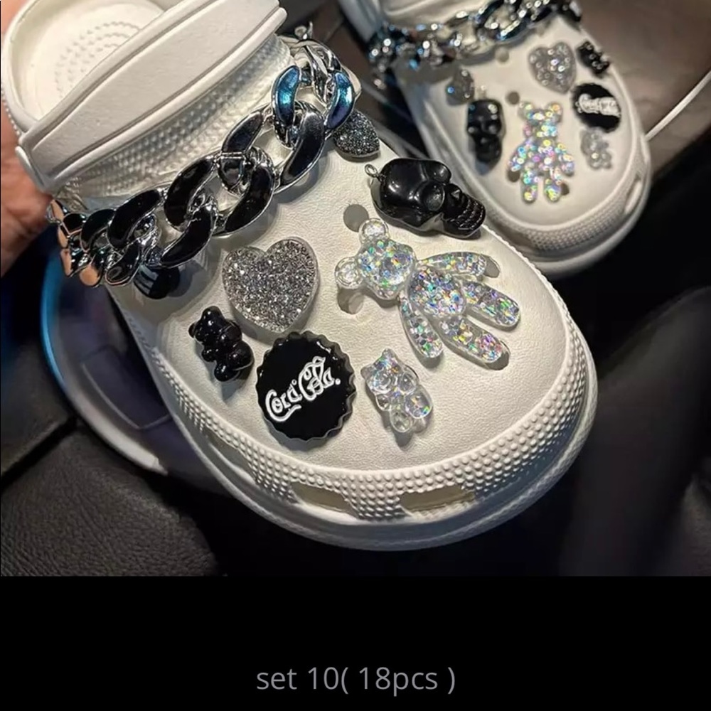 Croc Shoe Charm Set Silver Gold Pearl Teddy Diamond Chains Charms Gifts 7 styles